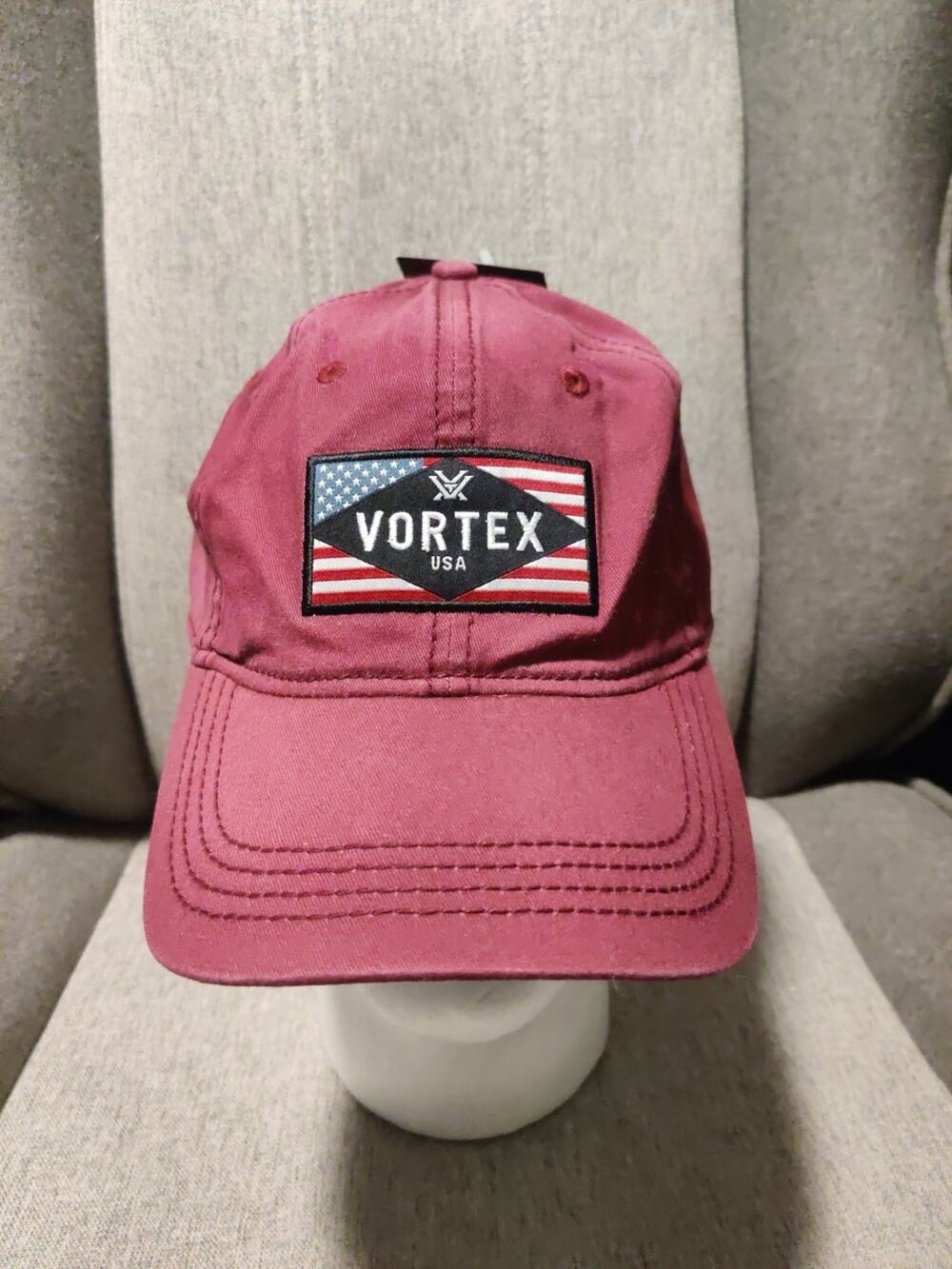 Vortex USA Slideback Baseball Hat Burgundy One Size Adjustable Vent Holes NWT